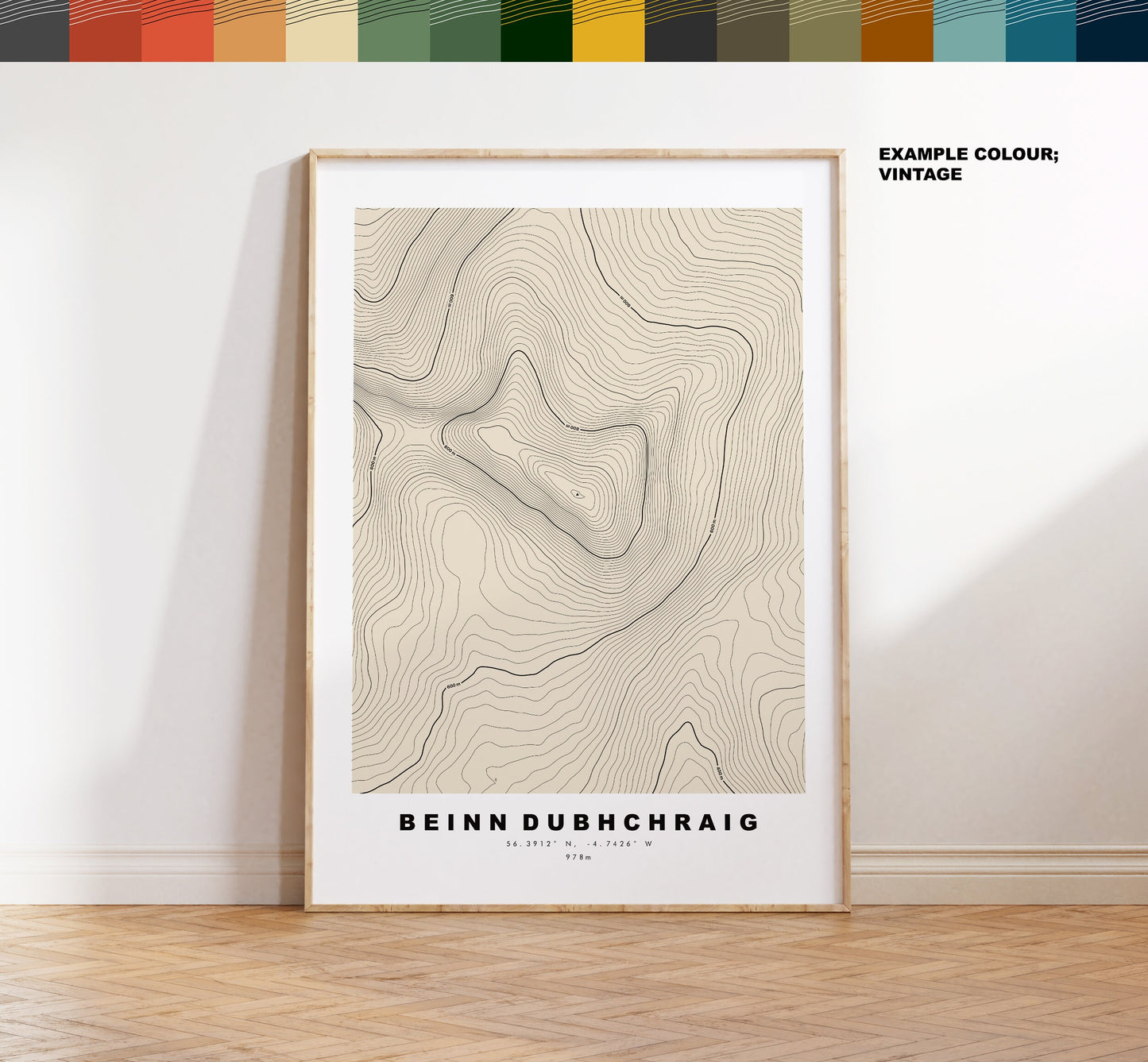 Beinn Dubhchraig Print - Contour Map - Beinn Dubhchraig Poster - Scotland - Topographic Map - Print - Wall Art - Beinn Dubhchraig Map