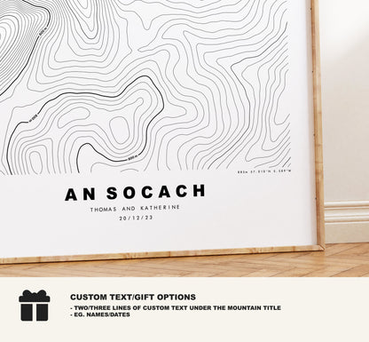 An Socach Print - Contour Map - An Socach Poster - Scotland - Topographic Map - Print - Wall Art - An Socach Map