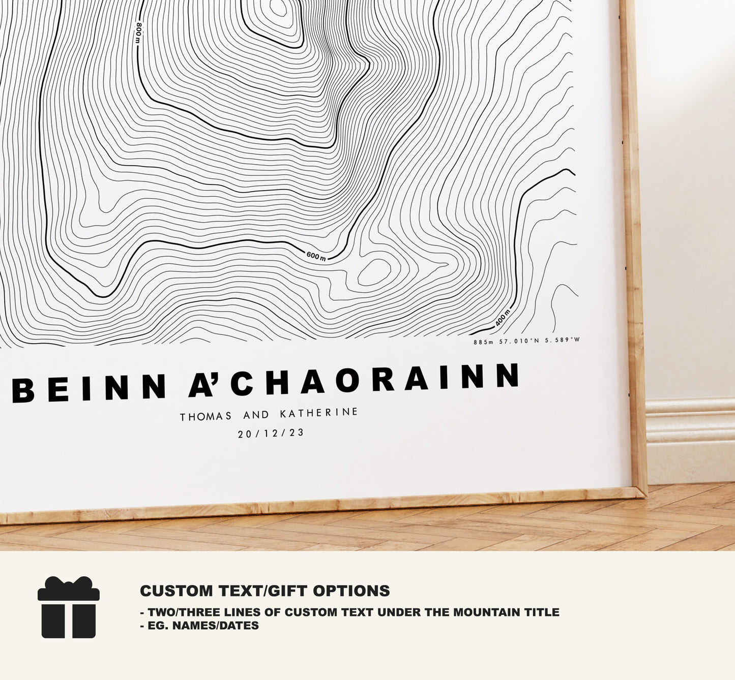 Beinn a'Chaorainn Print - Contour Map - Beinn a'Chaorainn Poster - Scotland - Topographic Map - Print - Wall Art - Beinn a'Chaorainn Map