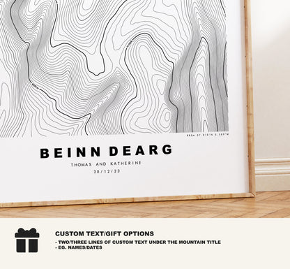 Beinn Dearg Print (Grampians) - Contour Map - Beinn Dearg Poster - Scotland - Topographic Map - Print - Wall Art - Blair Atholl Map