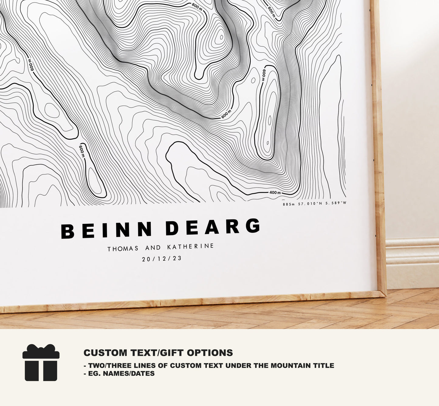 Beinn Dearg Print (Ullapool) - Contour Map - Beinn Dearg Poster - Scotland - Topographic Map - Print - Wall Art - Beinn Dearg Map