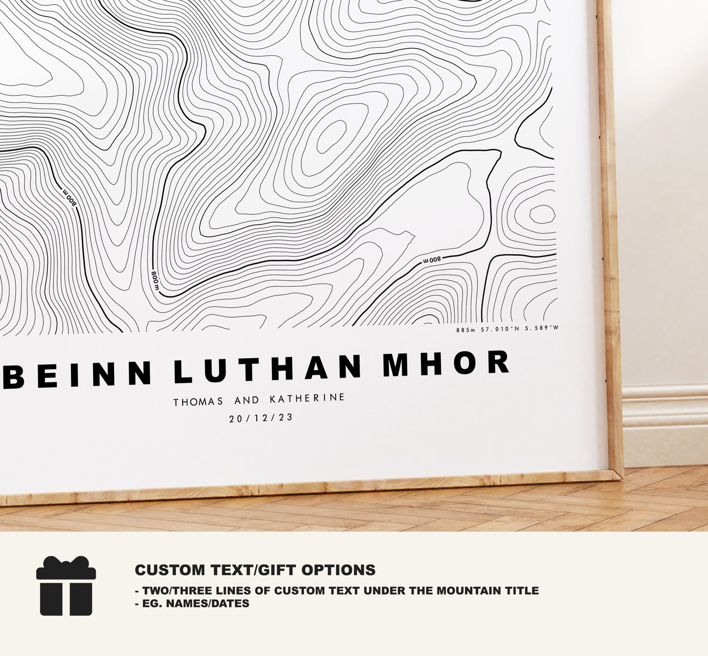 Beinn Luthan Mhor Print - Contour Map - Beinn Luthan Mhor Poster - Scotland - Topographic Map - Print - Wall Art - Luthan Mhor Map