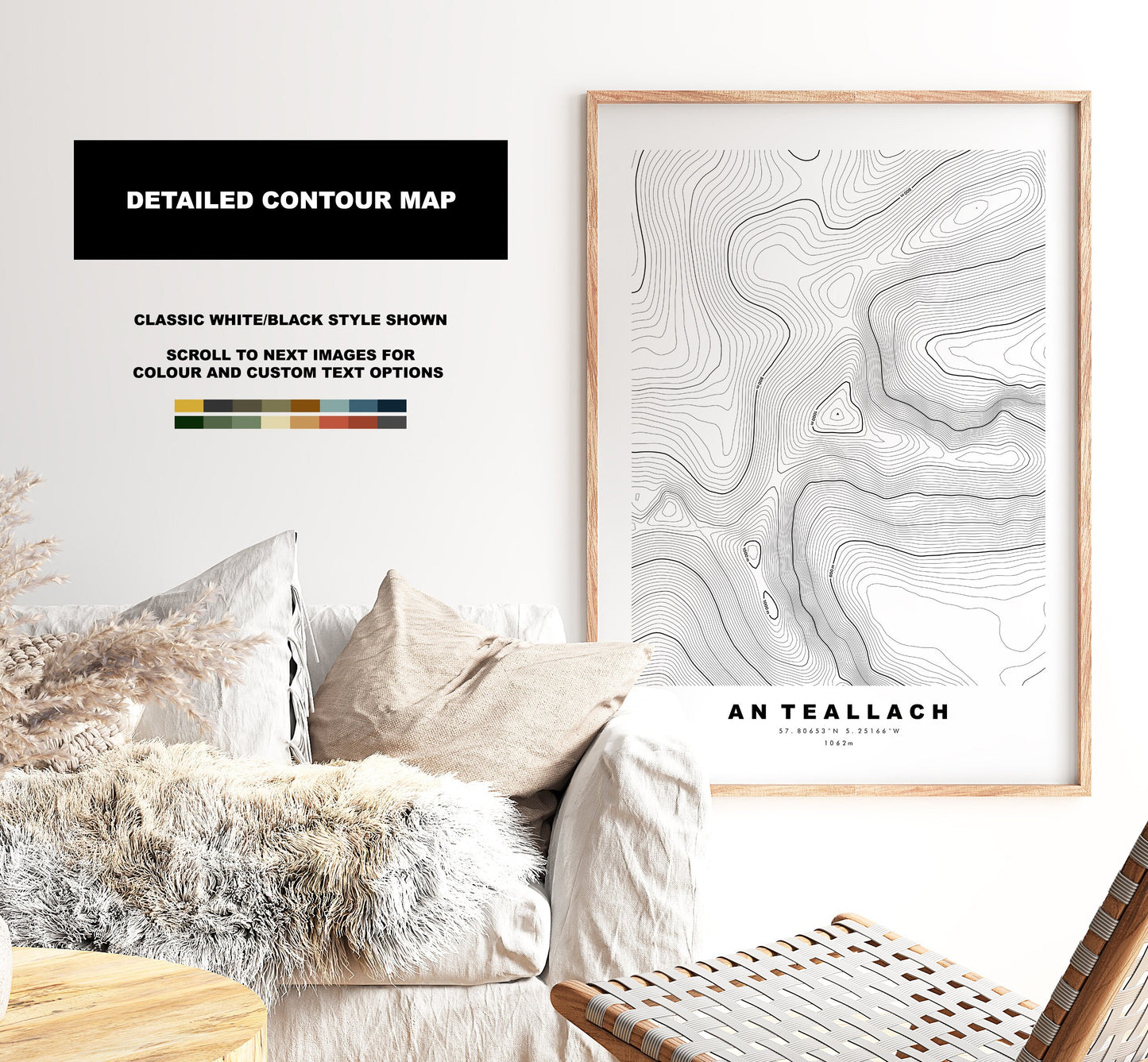 An Teallach Print - Contour Map - An Teallach Poster - Scotland - Topographic Map - Print - Wall Art - An Teallach Map - Munros - Topography