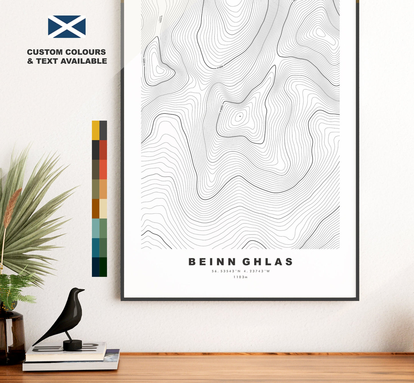 Beinn Ghlas Print - Contour Map - Beinn Ghlas Poster - Scotland - Topographic Map - Print - Wall Art - Beinn Ghlas Map - Loch Tay - Lawers