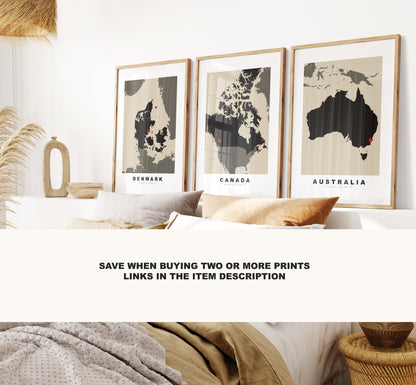 Cambodia Map Print - Personalised Map Gift - Framed or Canvas Options Available - Custom Text Options - Personalised Gift - Asia