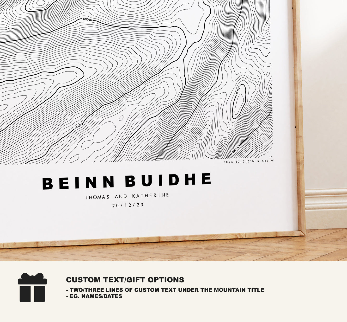 Beinn Buidhe Print - Contour Map -  Beinn Buidhe Poster - Scotland - Topographic Map - Print - Wall Art - Beinn Buidhe Map