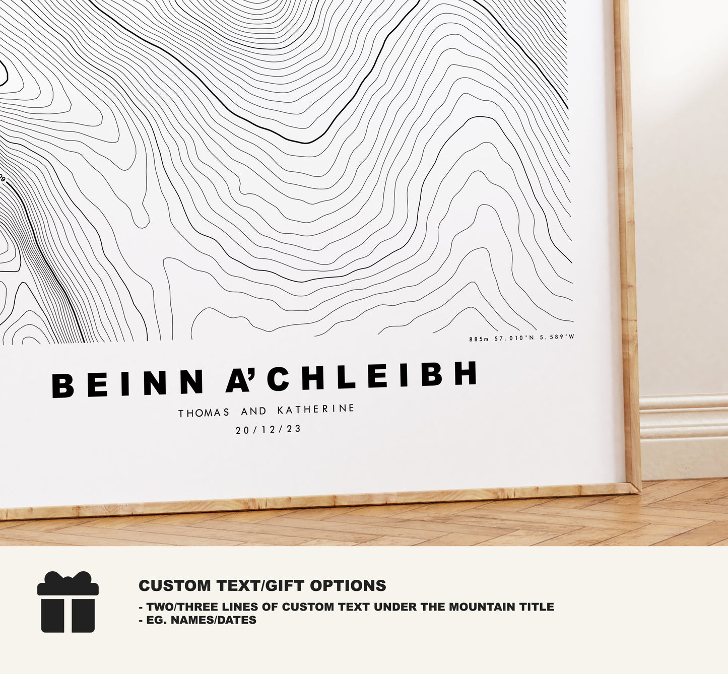 Beinn a'Chleibh Print - Contour Map -  Beinn a'Chleibh Poster - Scotland - Topographic Map - Print - Wall Art - Beinn a'Chleibh Map