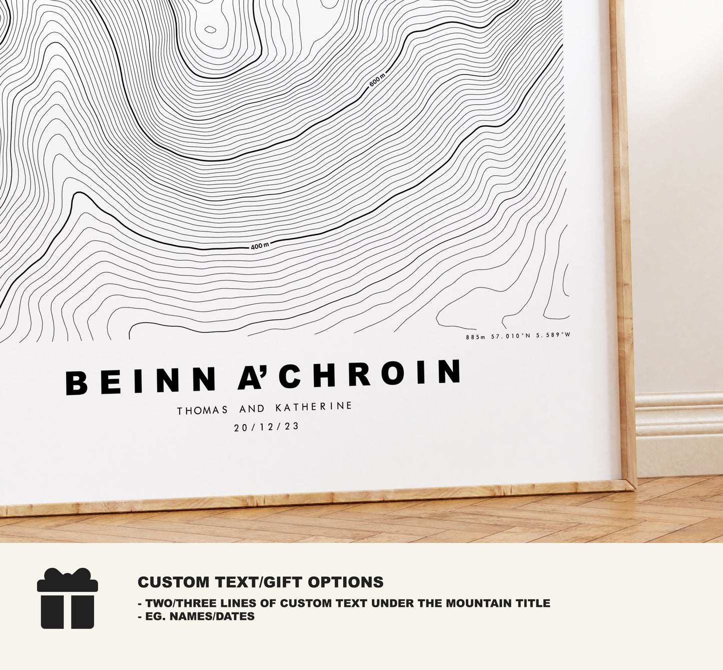 Beinn a'Chroin Print - Contour Map -  Beinn a'Chroin Poster - Scotland - Topographic Map - Print - Wall Art - Beinn a'Chroin Map