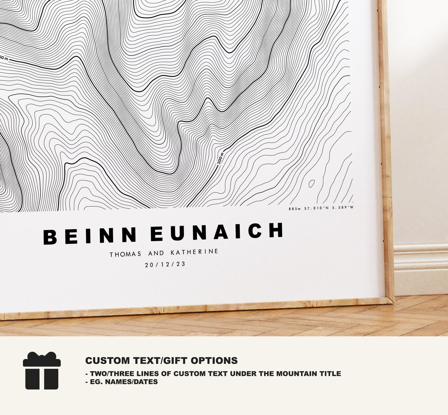 Beinn Eunaich Print - Contour Map - Beinn Eunaich Poster - Scotland - Topographic Map - Print - Wall Art - Beinn Eunaich Map