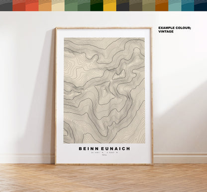 Beinn Eunaich Print - Contour Map - Beinn Eunaich Poster - Scotland - Topographic Map - Print - Wall Art - Beinn Eunaich Map