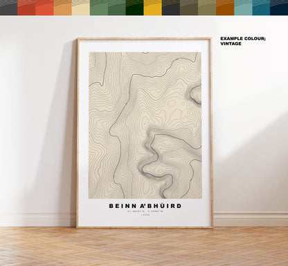 Beinn a' Bhùird Print - Contour Map - Beinn a' Bhuird Poster - Scotland - Topographic Map - Print - Wall Art - Beinn a' Bhuird Map