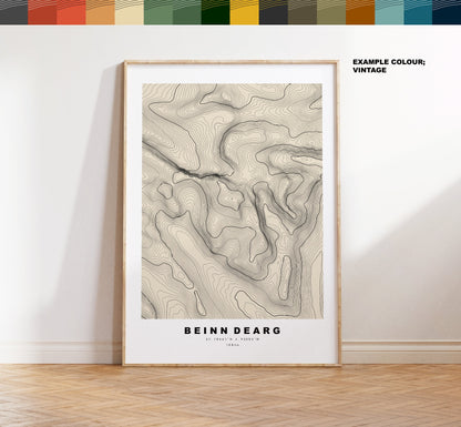 Beinn Dearg Print (Ullapool) - Contour Map - Beinn Dearg Poster - Scotland - Topographic Map - Print - Wall Art - Beinn Dearg Map