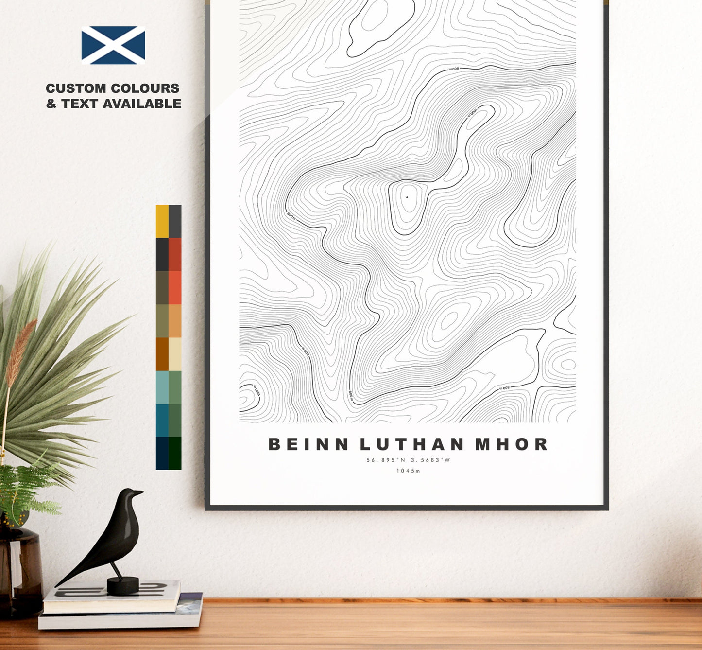 Beinn Luthan Mhor Print - Contour Map - Beinn Luthan Mhor Poster - Scotland - Topographic Map - Print - Wall Art - Luthan Mhor Map