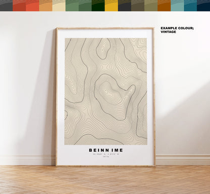 Beinn Ime Print - Contour Map - Beinn Ime Poster - Scotland - Topographic Map - Print - Wall Art - Beinn Ime Map - Arrochar Alps - Ben Oss