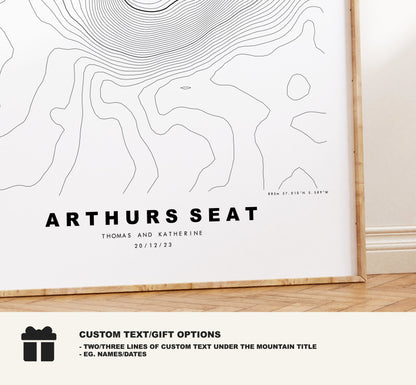 Arthurs Seat Print - Contour Map - Arthurs Seat Poster - Scotland - Topographic Map - Print - Wall Art - Arthurs Seat Map - Edinburgh