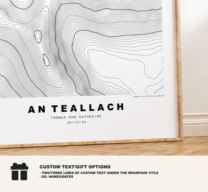 An Teallach Print - Contour Map - An Teallach Poster - Scotland - Topographic Map - Print - Wall Art - An Teallach Map - Munros - Topography