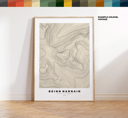 Beinn Narnain Print - Contour Map - Beinn Narnain Poster - Scotland - Topographic Map - Print - Wall Art - Beinn Narnain Map - Arrochar