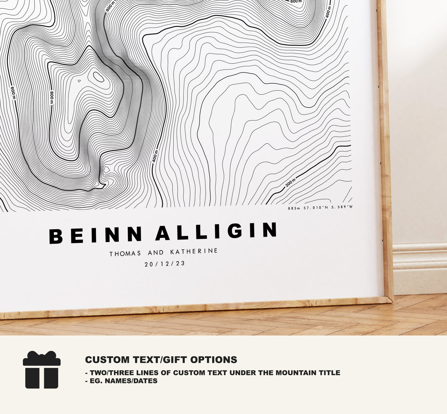 Beinn Alligin Print - Contour Map -  Beinn Alligin Poster - Scotland - Topographic Map - Print - Wall Art - Beinn Alligin Map - Torridon