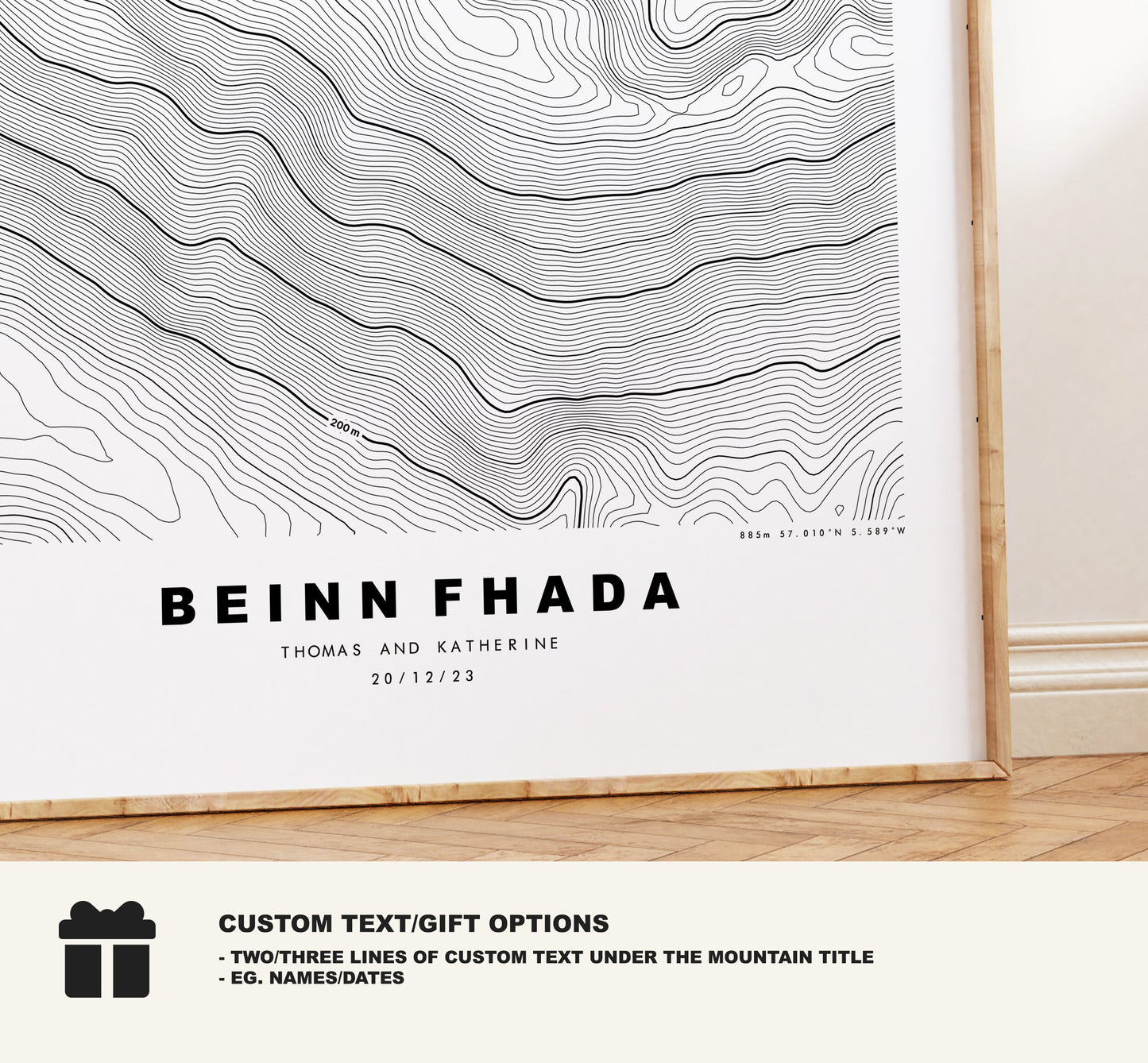 Beinn Fhada Print - Contour Map - Beinn Fhada Poster - Scotland - Topographic Map - Print - Wall Art - Ben Attow Map