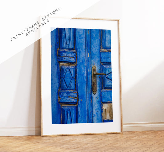 Blue Door Print - Greece - Print - Poster - Santorini Photography - Greece Wall Art - Blue Wall Art - Blue Door Photo - Blue Door Art - Gift