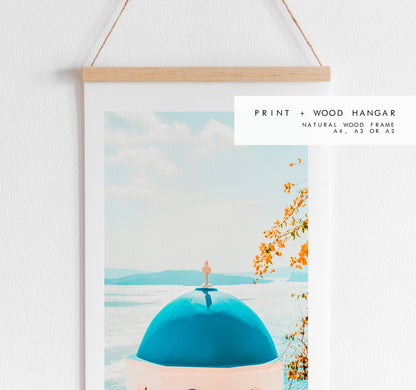 Santorini Blue Dome - Photography Print - Greece - Print - Poster - Santorini Photography - Greece Wall Art - Santorini Church - Blue Print