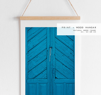 Blue Door Photography Print - Greece - Print - Poster - Santorini Photography - Greece Wall Art - Santorini Blue - Blue Wall Art Print