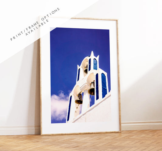 Santorini Church Photography Print - Greece - Print - Poster - Santorini Photography - Greece Wall Art - Blue Wall Art Print - Portrait