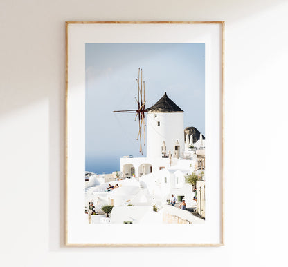 Santorini Print - Greece - Print - Poster - Santorini Photography - Greece Wall Art - Santorini Photography Print - Portrait - Windmill