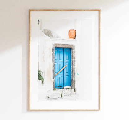 Blue Door Photography Print - Greece - Print - Poster - Santorini Photography - Greece Wall Art - Santorini Blue - Greece Decor - Greek