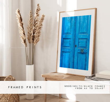 Blue Door Print - Greece - Print - Poster - Santorini Photography - Greece Wall Art - Blue Door Poster - Blue Door Wall Art - Blue Door Art