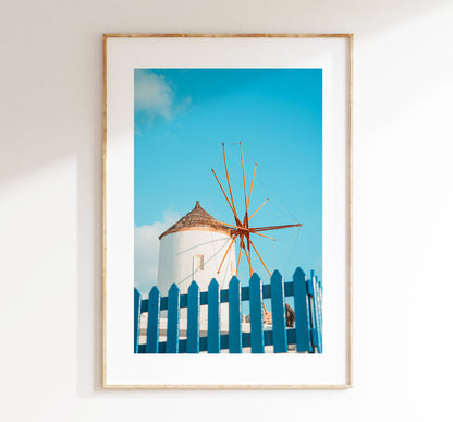 Santorini Wall Art Photography Print - Greece - Print - Poster - Santorini Photography - Greece Wall Art - Santorini Windmill Print - Gift