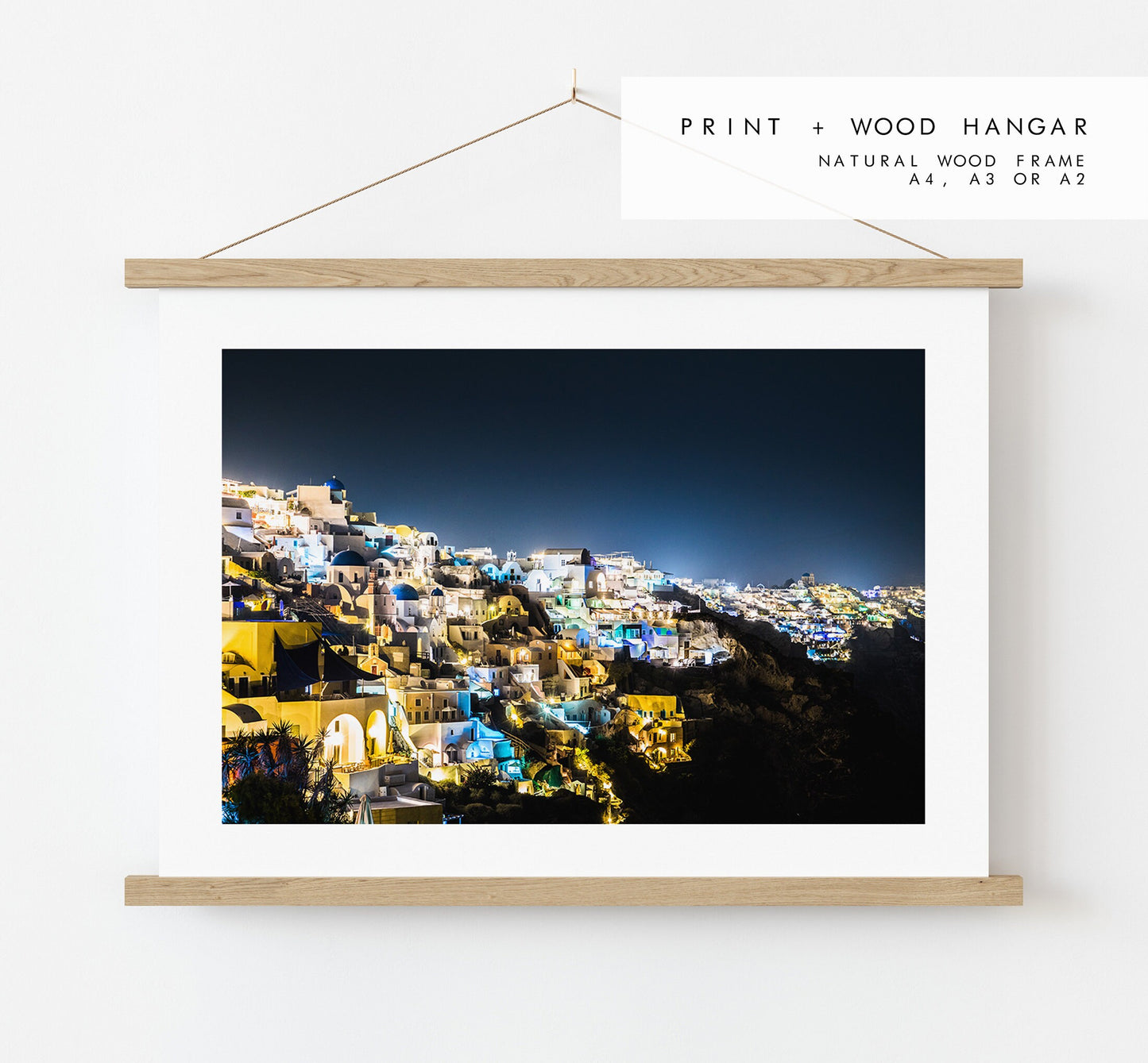 Santorini Night Photography Print - Greece - Print - Poster - Santorini Photography - Greece Wall Art - Nightscape - Thera - Fira - Night