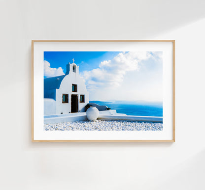 Santorini Landscape Photography Print - Greece - Print - Poster - Santorini Photography - Greece Wall Art - Oia - Oia Church - Oia Santorini