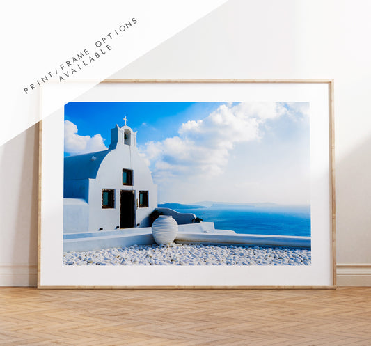 Santorini Landscape Photography Print - Greece - Print - Poster - Santorini Photography - Greece Wall Art - Oia - Oia Church - Oia Santorini