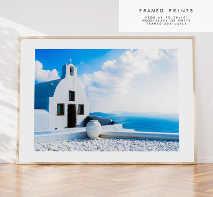 Santorini Landscape Photography Print - Greece - Print - Poster - Santorini Photography - Greece Wall Art - Oia - Oia Church - Oia Santorini