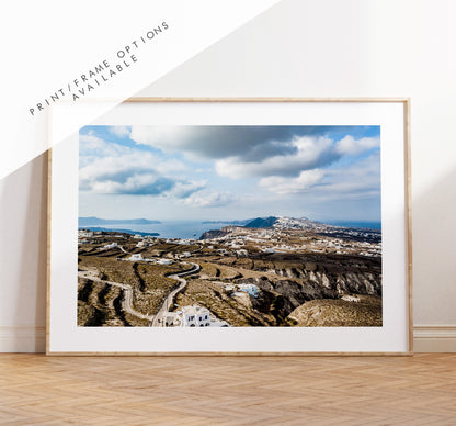 Santorini Aerial Photography Print - Greece - Print - Poster - Santorini Photography - Greece Wall Art - Landscape - Aerial - Drone Photo