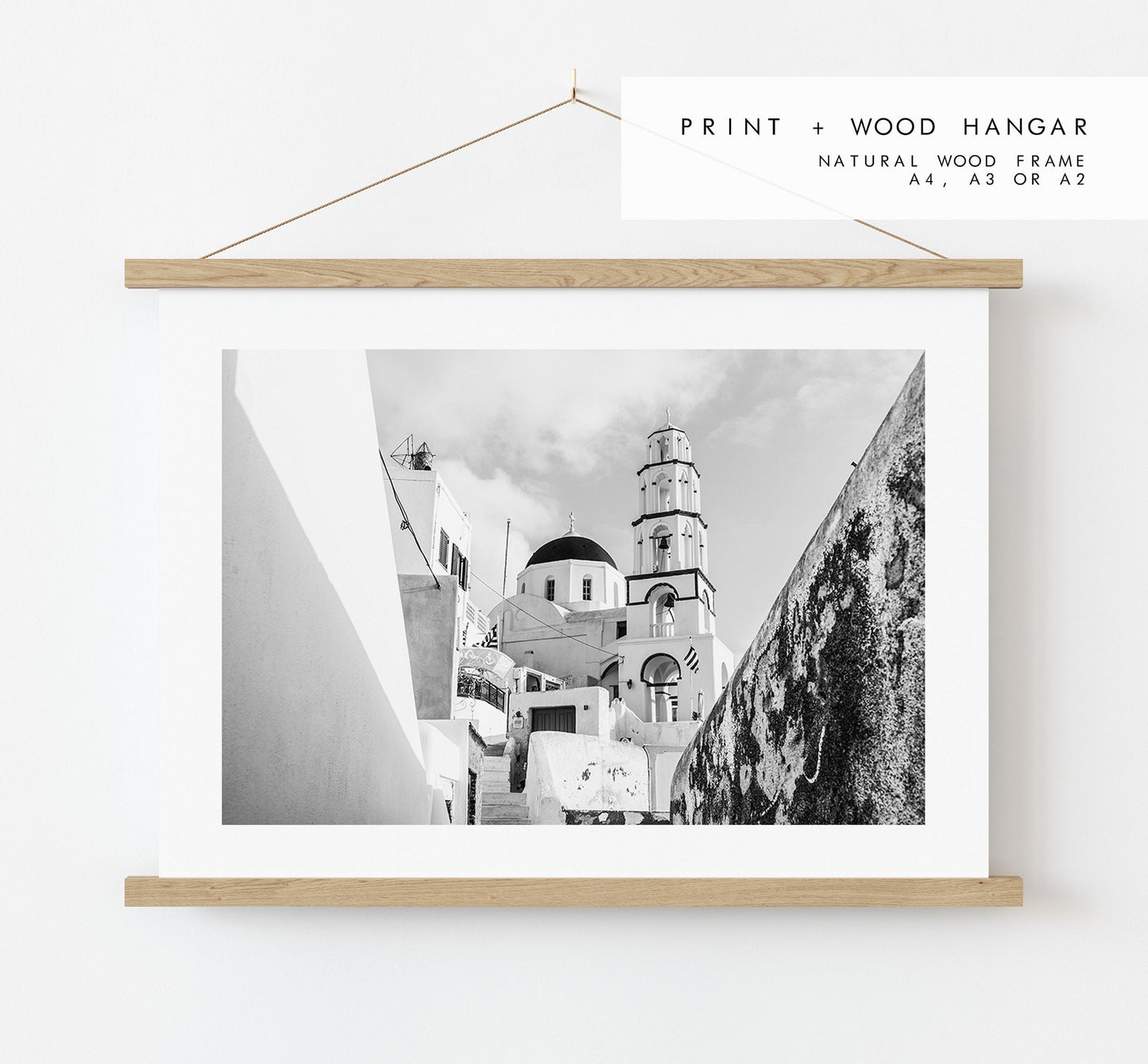 Santorini Black and White Photography Print - Greece - Print - Poster - Santorini Photography - Greece Wall Art - Landscape - Monochrome