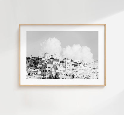 Greece Black and White Photography Print - Greece - Print - Poster - Santorini Photography - Greece Wall Art - Monochrome - Greece Poster