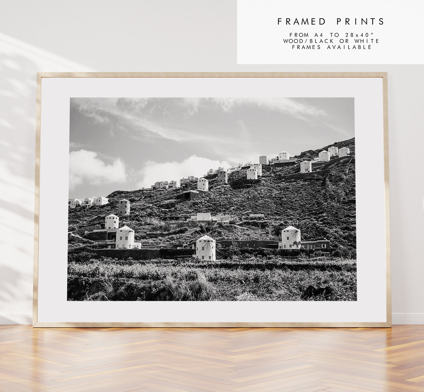 Greek Windmills - Photography Print - Greece - Print - Poster - Santorini Photography - Greece Wall Art - Black and White - Monochrome