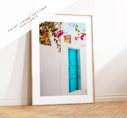 Greece Print - Greece - Print - Poster - Santorini Photography - Greece Wall Art - Greek - Blue Door - Blue Wall Art - Greek Blue - Rustic