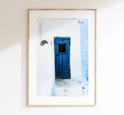 Greece Blue Door Photography Print - Greece - Print - Poster - Santorini Photography - Greece Wall Art - Blue Wall Art - Architecture Detail