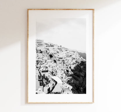 Santorini Black and White Photography Print - Greece - Print - Poster - Santorini Photography - Greece Wall Art - Monochrome - Oia Santorini