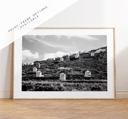 Greek Windmills - Photography Print - Greece - Print - Poster - Santorini Photography - Greece Wall Art - Black and White - Monochrome