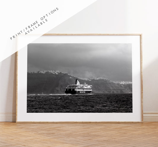 Santorini Black and White Photography Print - Greece - Print - Poster - Santorini Photography - Greece Wall Art - Landscape - Monochrome