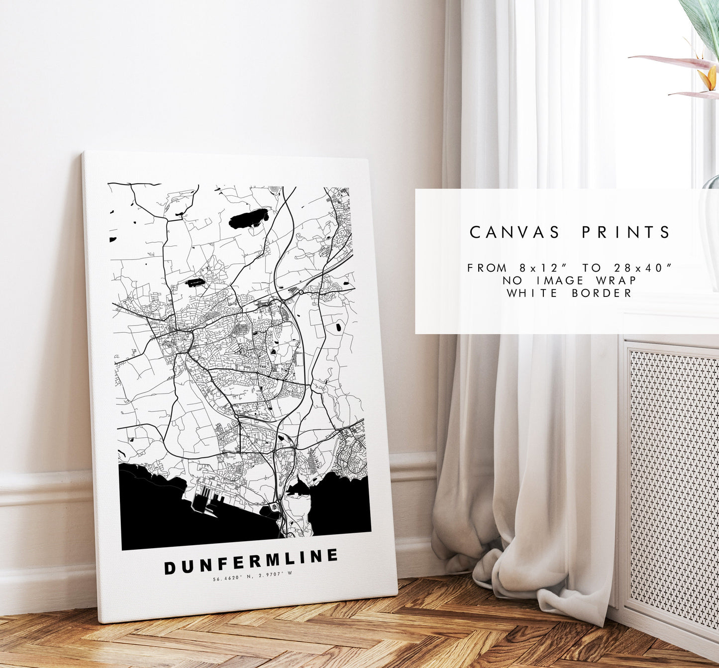 Dunfermline Map Print - Minimalist City Map Poster - Map Wall Art - Scotland - Dunfermline Print - Dunfermline Poster - Different Colours