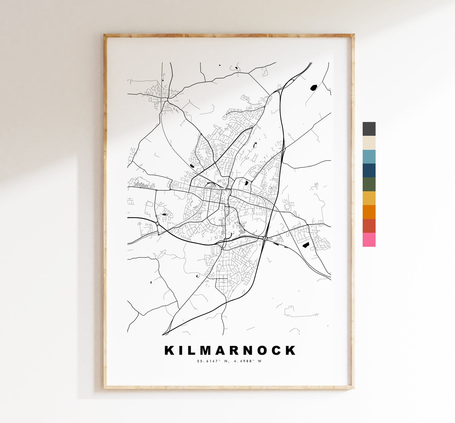 Kilmarnock Map Print - Minimalist City Map Poster - Map Art - Scotland - Kilmarnock Print - Kilmarnock Poster - Different Colours Available