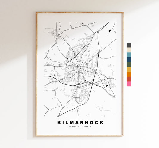 Kilmarnock Map Print - Minimalist City Map Poster - Map Art - Scotland - Kilmarnock Print - Kilmarnock Poster - Different Colours Available