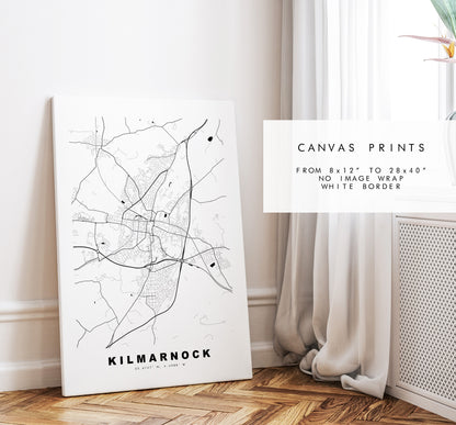 Kilmarnock Map Print - Minimalist City Map Poster - Map Art - Scotland - Kilmarnock Print - Kilmarnock Poster - Different Colours Available