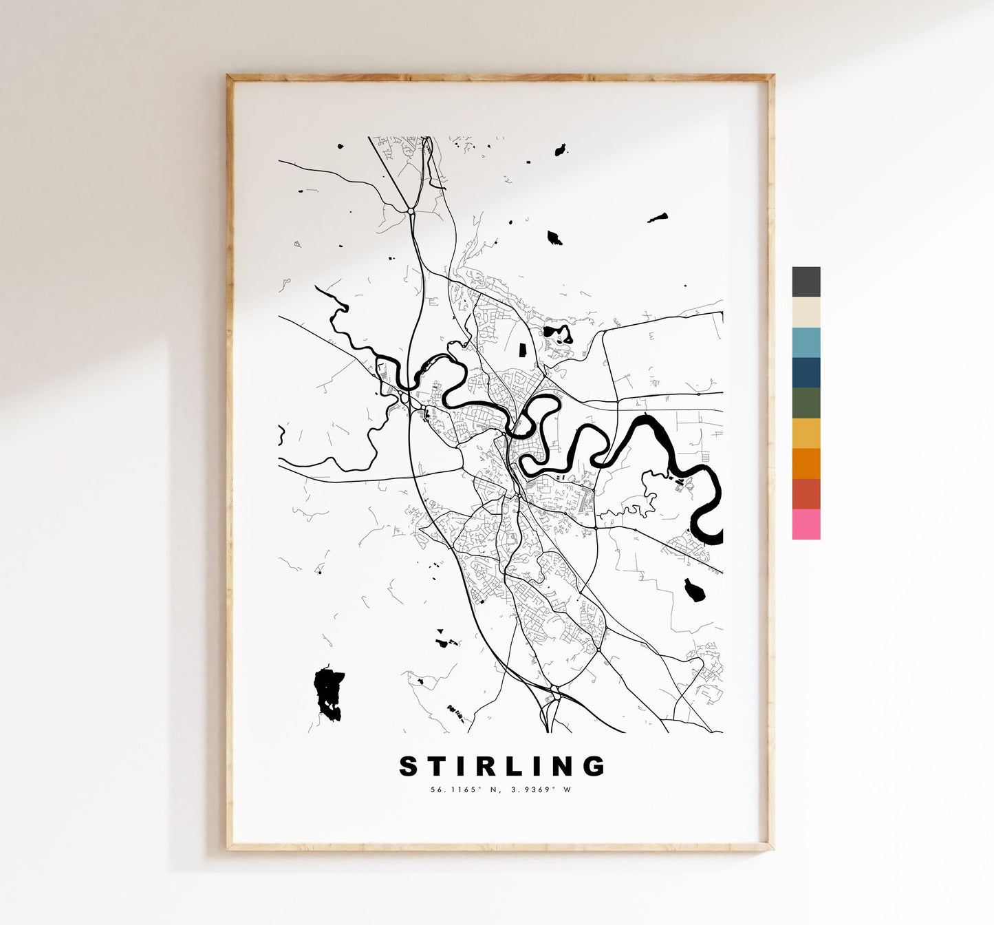 Stirling Map Print - Minimalist City Map Poster - Map Wall Art - Scotland - Stirling Print - Stirling Poster - Different Colours Available