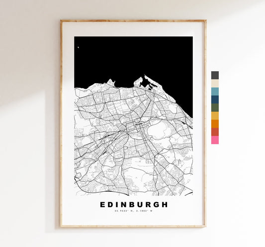 Edinburgh Map Print - Minimalist City Map Poster - Map Art - Scotland - Edinburgh Print - Edinburgh Poster - Different Colours Available